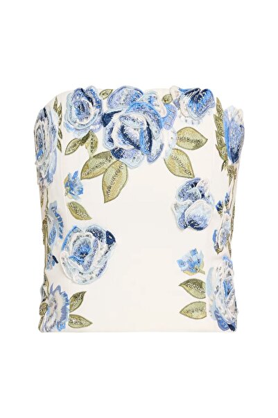 ALICE AND OLIVIA Cece Süslemeli Askısız Üst, Zarif Detaylar ve Işıltılı Şıklık