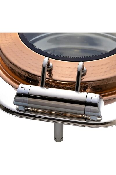 ALSAIF Ammar Stainless Steel Round Food Bowl With Glass Lid, 6-liter, Golden Copper Color