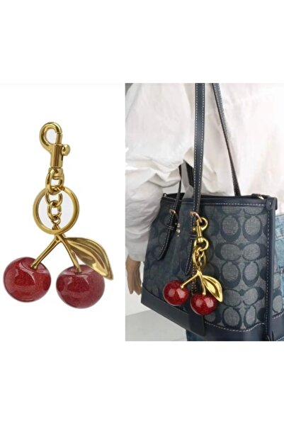 mnbagcollection سلسلة مفاتيح ساحرة من الذهب الكرزي المتلألئ