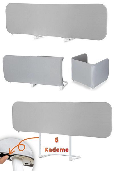 Wellgro Folding Bed Barrier, 150X75 cm Children's Bed Railing Plain Gray Without Pattern
