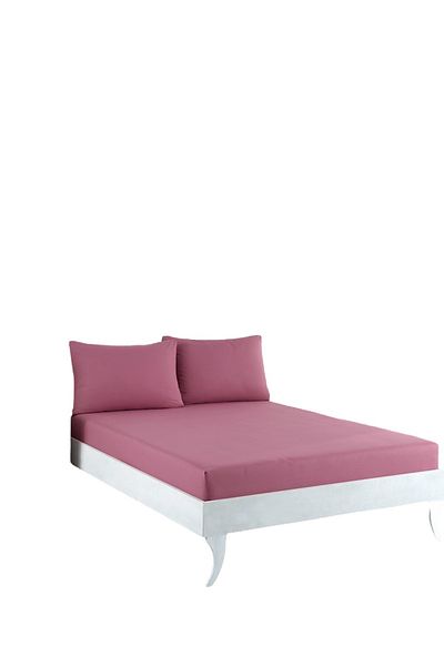 She&Co Double Fitted Sheet Set - 3 Pieces |   Anti-Sweat, Summer Fabric - Plum