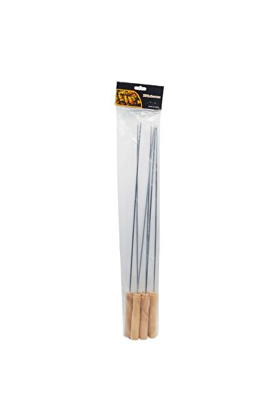 Generic 6-piece stainless steel barbecue skewers with wooden handle