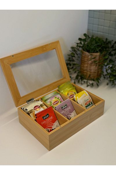 BUCOLIC 6 Compartment Covered Bamboo Organizer