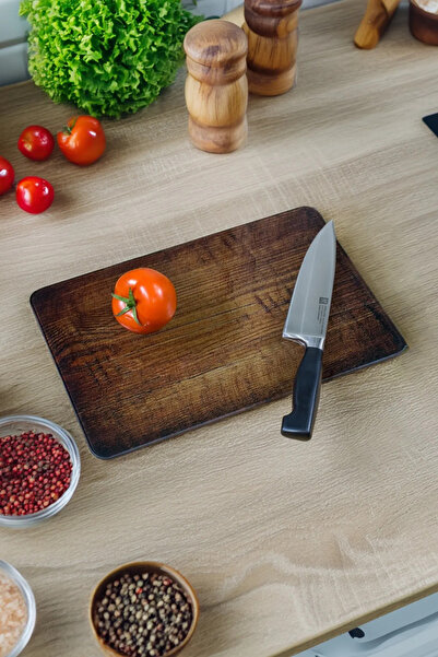 Miabella Home Old Wooden Patterned Glass Cutting Board, Cutting Board with Oval Edges, Antibacterial