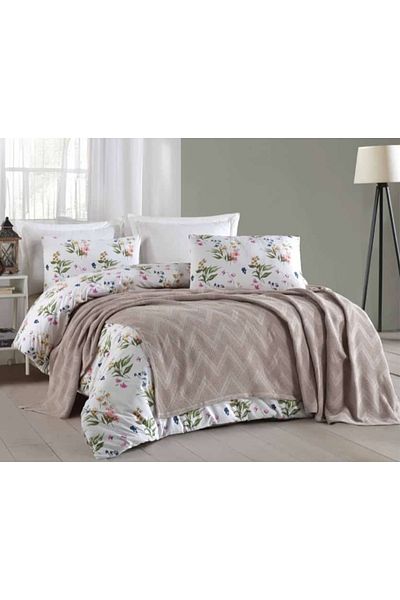 KÜBRAHOME'S Masterpiece Zigzag Cotton 7 Piece Pique Duvet Cover Set Vision