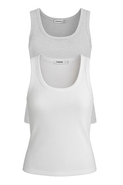 monox Women's Ribbed Lycra Cotton Strap 2-Piece Undershirt