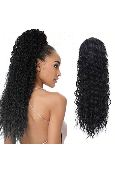 Muchmy وصلة شعر صناعية مجعدة على شكل ذيل حصان للنساء مع رباط شعر مستعار أسود للفتيات