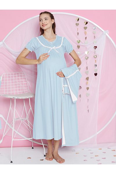 JENİKA Set de pijamale din 2 piese din dantelă subțire de maternitate pentru femei