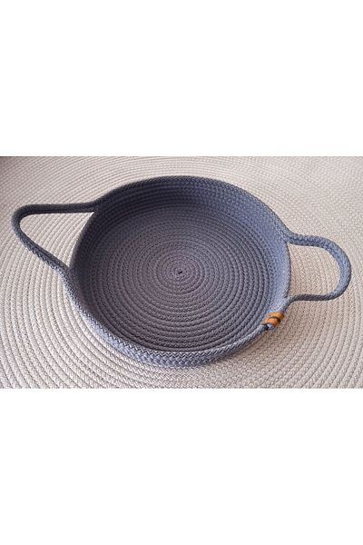 Life For You Decorative Tray Basket Knitted Organizer Organizer 28cm Gray Bathroom Kitchen