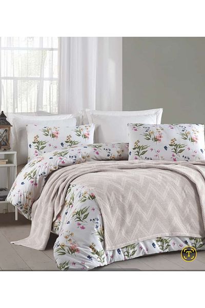 KÜBRAHOME'S Masterpiece Zigzag Cotton 7 Piece Pique Duvet Cover Set Gray