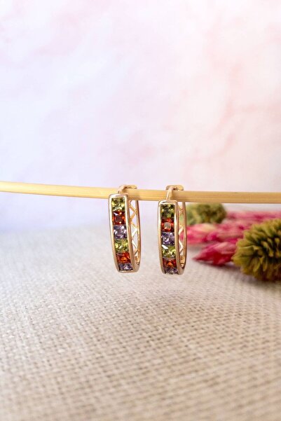 Petalia Renkli Taş Halka Küpe