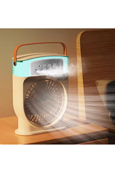 Enshall Yeni Şarjlı Büyük Xl Boy Işıklı 600ml 5 Spreyli Vantilatör Buzlu Buharlı Mini Klima Mini Fan
