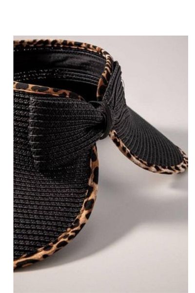 FRESCO SCARFS Foldable Straw Visor Hat with Open Top Bow