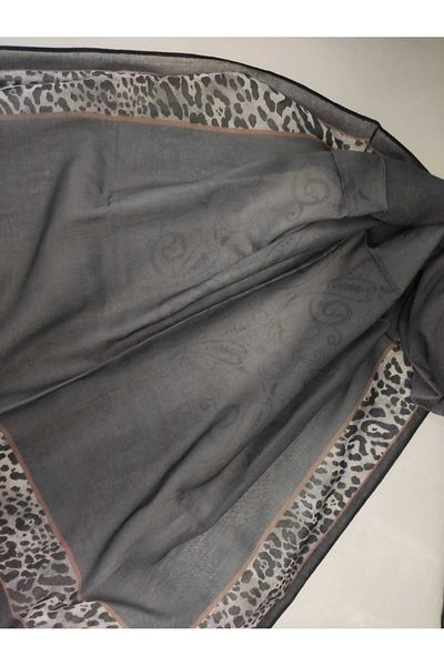 ALTUNTAŞ Women's Cotton Ethnic Patterned Shawl with Leopard Motif on the Empty Edge