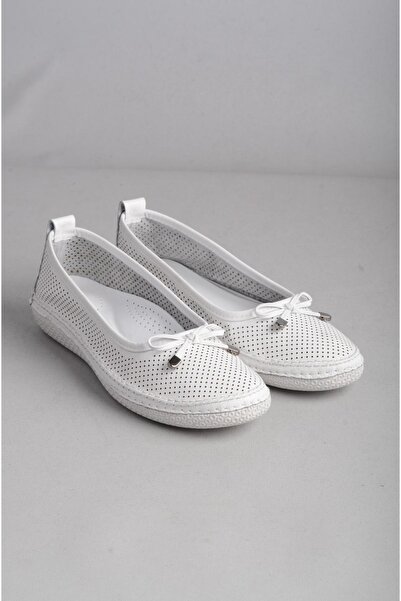 SEÇ KUNDURA Виберіть 25047 Справжня шкіра Анатомічні жіночі туфлі Білий