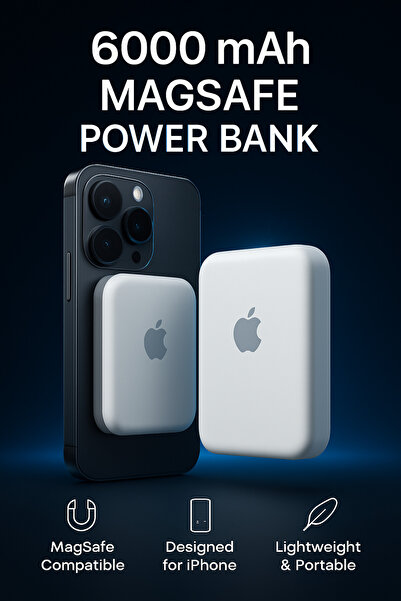 L'eDoren Iphone 6000 Mah Magsafe Battery Pack Powerbank Kablosuz Şarj Ios 8/x...