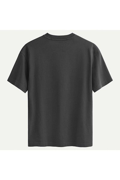 SOFTWAY Unisex Crew Neck 100% Organic Cotton Thick Textured California Printed Oversize T-Shirt - Smoked