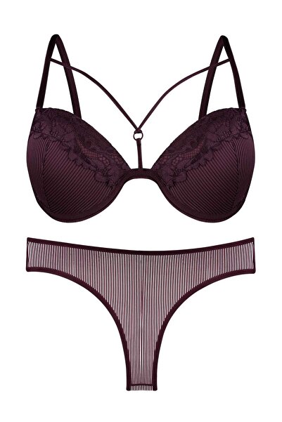 ByMisa Store Жіночий мереживний бордовий бюстгальтер з підкладкою