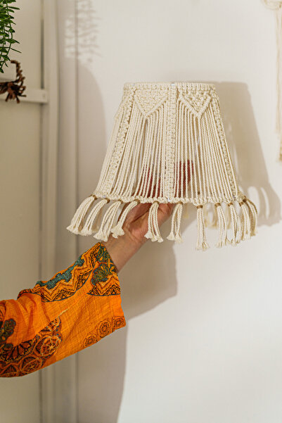VUUKU Bohem El Yapımı Makrome Abajur Başlığı - %100 Pamuk Püsküllü Dekoratif ...