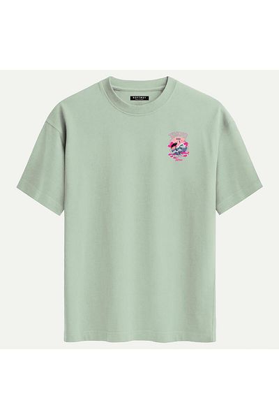 SOFTWAY Unisex Οργανικό Oversize T-shirt με Εκτύπωση Τοκίο - Μπεζ