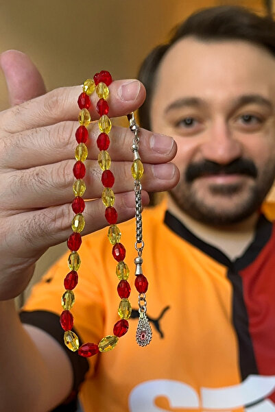 Muammer Köksal Design Жълт и червен кристален броеница с мотив на ветрило