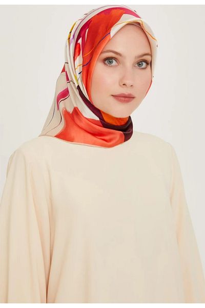 Armine Tivil Silk Scarf 9241-35 Cream Mixed Pattern
