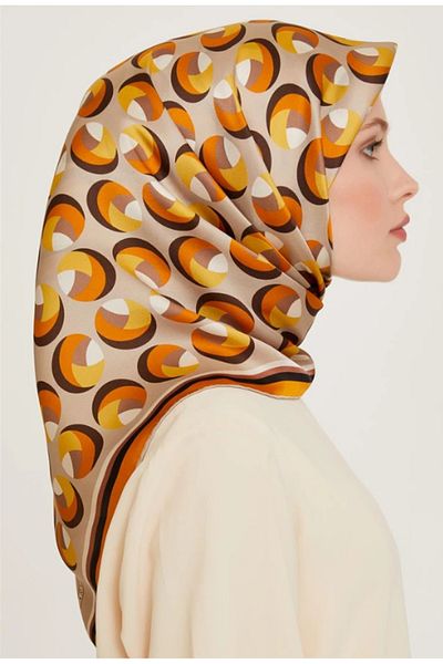 Armine Μεταξωτό κασκόλ Tivil 9219-38 Mink Mixed Pattern