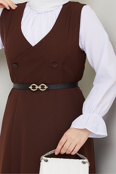 Bestenur Erves Buttoned Gilet 1399 - Καφέ