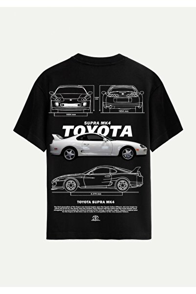 SOFTWAY Unisex Organik Oversize Toyota Supra Mk4 Baskılı Oversize T-shirt - S...