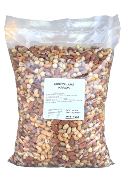 lüks kuruyemiş Ekstra Lüks Karışık Kuruyemiş 5 Kg Antep Badem Fındık Kaju Pre...