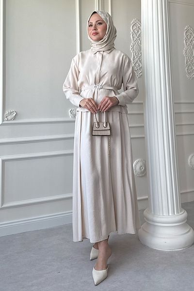 InStyle Ecru Suit with Slim Belted Skirt