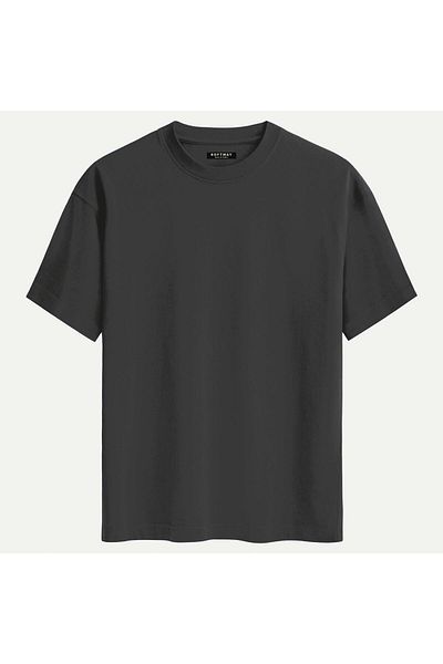 SOFTWAY Unisex Crew Neck 100% Organic Cotton Thick Textured Ferrari F40 Printed Oversize T-Shirt - Smoked