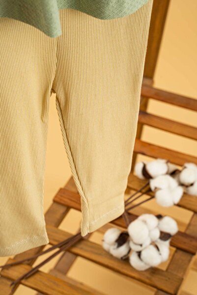 bombe Baby Kids Girl Green Cotton Leggings 2-Piece Set Trend Fashion Bottom Top Set