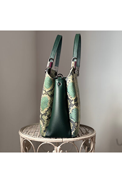 OEM Office Bag, Natural Leather, Charme, Snake Green, Handmade