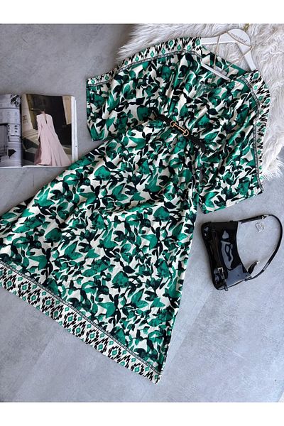 modabetce Viscon Flower Print Vintage Dress