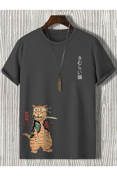 PENTHİLUS Μπλουζάκι Ninja Cat με κοντό μανίκι με στρογγυλή λαιμόκοψη