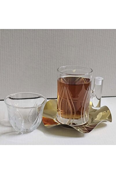 Wonderful 18 Pieces Cups and Mirra Set Metal Plate