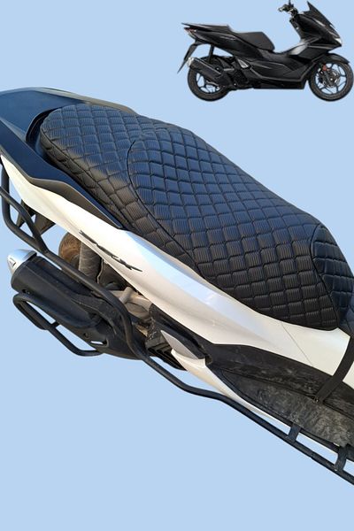 AYAZGRUP Κάλυμμα καθίσματος Honda PCX Καπιτονέ δερμάτινο διπλής στρώσης ορθοπεδικό με μοτίβο άνθρακα (ΠΡΟΣΑΡΜΟΣΜΕΝΗ ΚΟΠΗ)