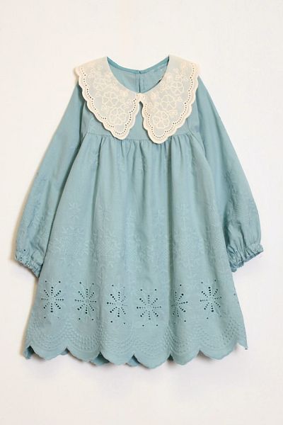 MODANINO Rochie țesută cu guler din dantelă pentru fete 3-7 ani 12247