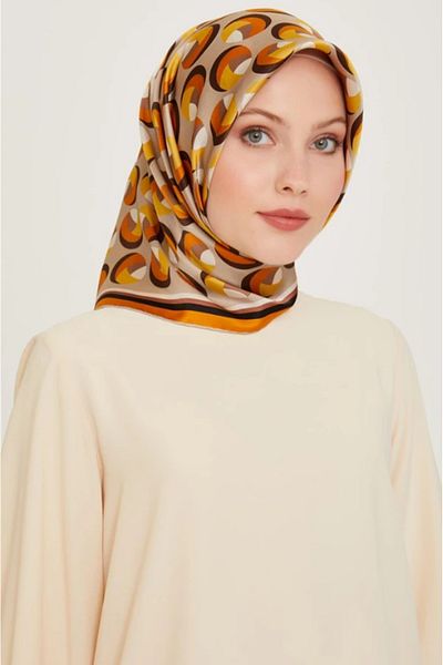 Armine Μεταξωτό κασκόλ Tivil 9219-38 Mink Mixed Pattern