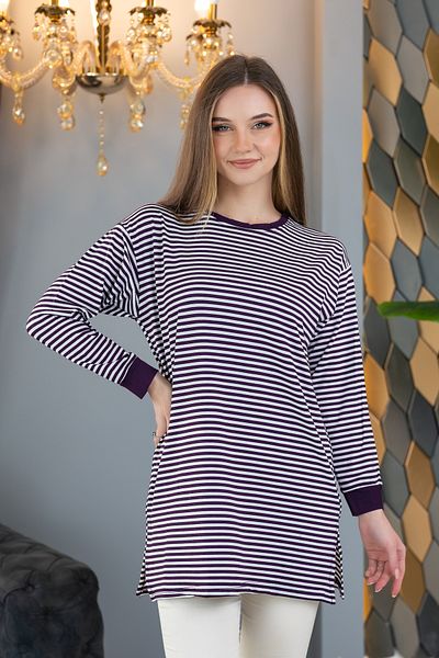 Birol Triko Women's Plum Striped Tunic