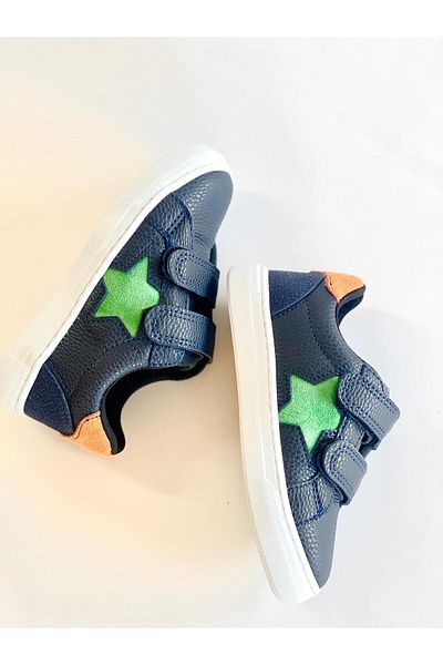 Merli&Rose Sirius Boy's Navy Blue Velcro Sneaker Shoes – Star Detail