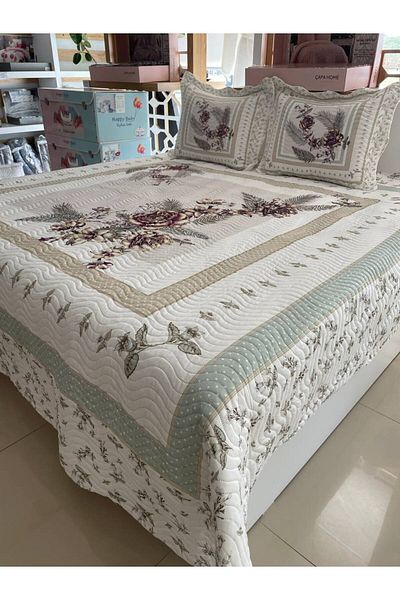 Sudemhome King Size Double Dowry Bedspread and Pillowcase Set 250*260 cm Asian Lilac