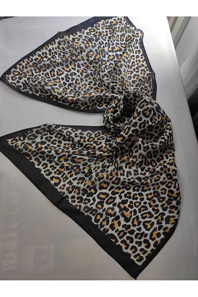 ALTUNTAŞ Women's Cotton Etnic Patterned Leopard Motif Shawl