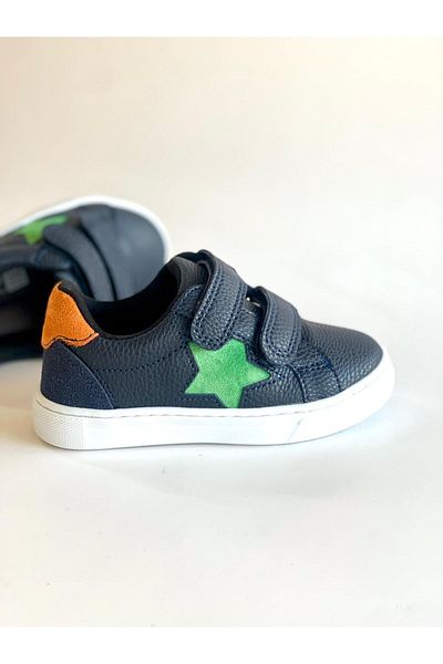 Merli&Rose Sirius Boy's Navy Blue Velcro Sneaker Shoes – Star Detail
