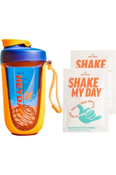HEYDAY زجاجة رج مع كرة خلاط من الفولاذ المقاوم للصدأ 550 مل (رجّانة + 2 فانيليا)