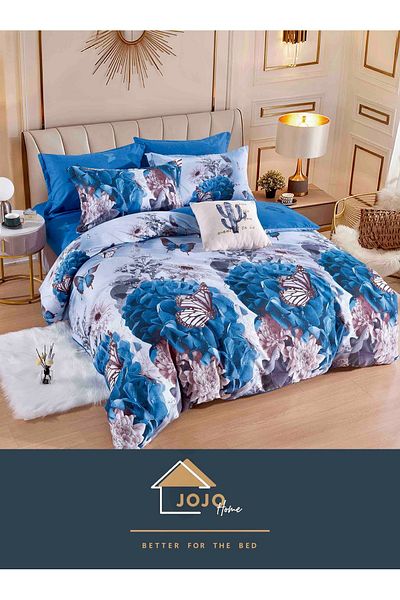 JOJO Elegant Double Bed Linen Set Made of Fine Cotton Composed of 6 Pieces, 230x250cm