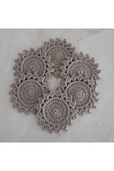 Home EL ÖRGÜSÜ POLYESTER MAKROME 6 LI BARDAK ALTLIĞI