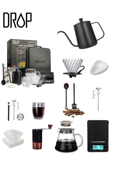 Drop مجموعة قهوة V60 مع حقيبة سفر - مجموعة باريستا كاملة للمنزل والسفر