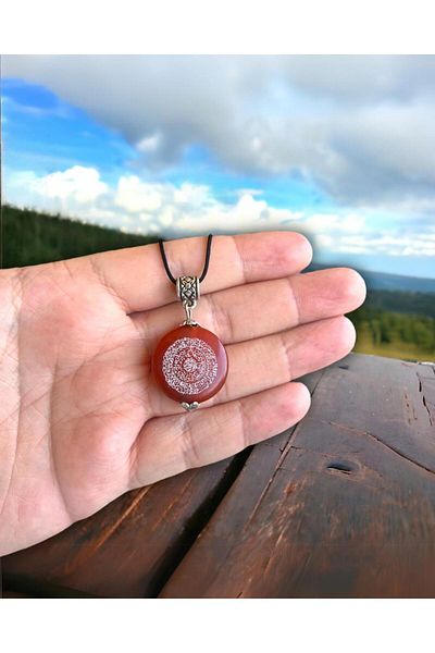 İKİZLER DOĞAL TAŞ Yemeni Armor Hilye-I Şerif Agate Stone Natural Stone Necklace with Prayer